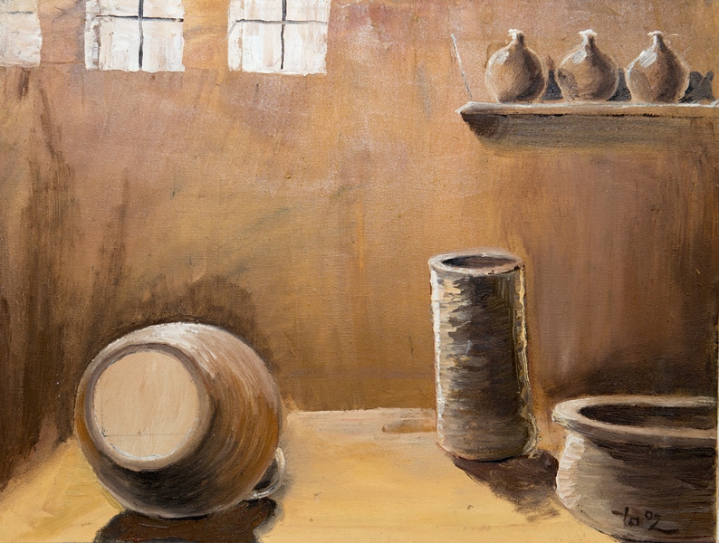 Tranh Sơn Dầu Bình Gốm